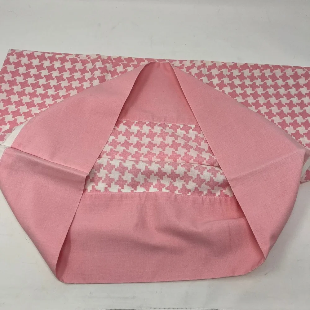 Vintage Pacific Pink White Houndstooth Standard Pillowcase Set 2pc USA Muslin